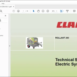 Claas Balers ROLLANT 260 Electric System Technical Systems Manual - PDF DOWNLOAD