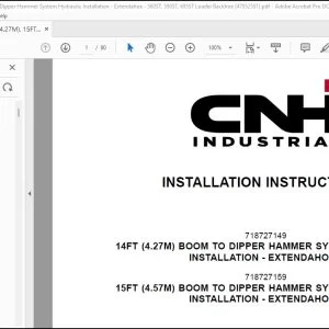 CNH 14FT (4.27M) 15FT (4.57M) Boom to Dipper 580ST 590ST 695ST Loader Backhoe Instructions Manual - PDF