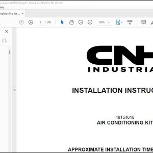 CNH CX37C E37C Excavator A/C Kit Installation Manual (90354516) PDF