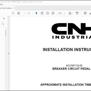 CNH Breaker Circuit Pedal kit CX130D Crawler Excavator Installation Instructions Manual - PDF