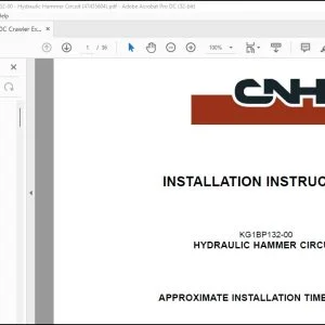 CNH CX300C Crawler Excavator Hydraulic Hammer Circuit Installation Instructions Manual 47435604 - PDF DOWNLOAD