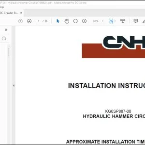 CNH CX350C Crawler Excavator Hydraulic Hammer Circuit Installation Instructions Manual - PDF