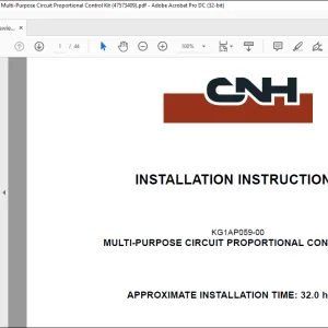 CNH CX80C Midi Crawler Excavator Multi-Purpose Circuit Control Kit Installation Instructions Manual