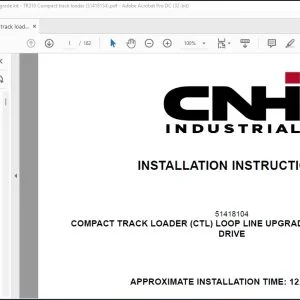 CNH Compact track loader (CTL) loop line upgrade kit TR310 Installation Instructions Manual 51418154