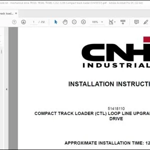 CNH Compact track loader (CTL) loop line upgrade kit mechanical drive TR320 TR340 TV380 C232 C238 Compact track loader Installation Instructions Manual