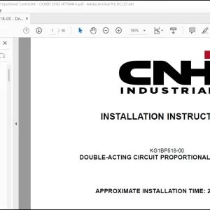 CNH Double-Acting Circuit Proportional Control Kit CX300D CHEX Installation Instructions Manual