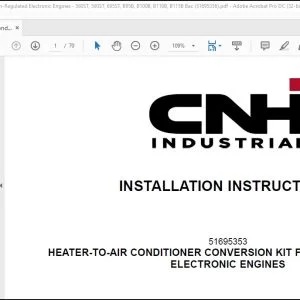 CNH Heater-to-Air Conditioner 580ST 590ST 695ST B95B B100B B110B B115B Bac Installation Instructions Manual