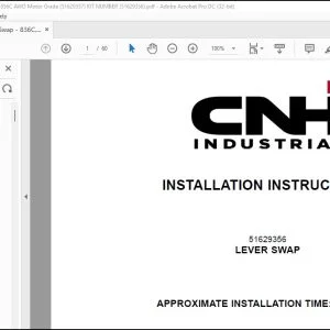 CNH Lever Swap 836C 836C AWD 856C 856C AWD Motor Grade KIT NUMBER Installation Instructions Manual 51629357 - PDF