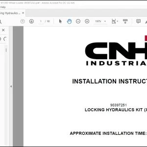 CNH Locking Hydraulics Kit (XT) 621G W130D Wheel Loader Installation Instructions Manual 90397252 - PDF