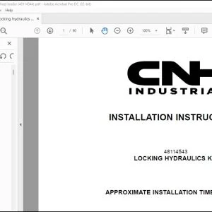 CNH Locking hydraulics kit 921G Wheel loader Installation Instructions Manual 48114544 - PDF DOWNLOAD