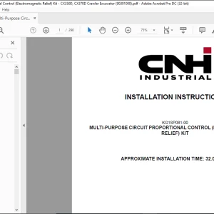 CNH Multi-Purpose Circuit Proportional Control Kit CX350D CX370D Excavator Instructions Manual - PDF