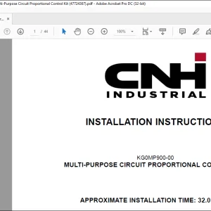 CNH Multi-Purpose Circuit Proportional Control Kit CX145C SR Crawler Excavator Installation Instructions Manual 47724367