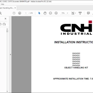 CNH Object Handling Kit CX26C CX30C CX33C CX37C Excavator Installation Instructions Manual 90404070 - PDF