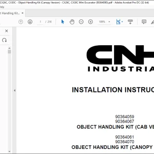 CNH Object Handling Kit (Cab Version) & (Canopy Version) CX26C CX30C Excavator Instructions Manual