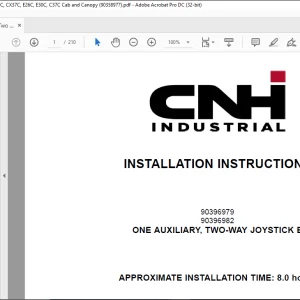 CNH One Auxiliary Two Way Joystick E CX26C CX30C CX37C E26C E30C C37C Cab & Canopy Installation Instructions Manual