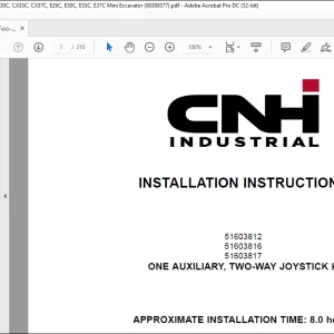CNH One Auxiliary Two-Way Joystick K CX26C CX30C CX33C CX37C E26C E30C Mini Excavator Instructions Manual - PDF