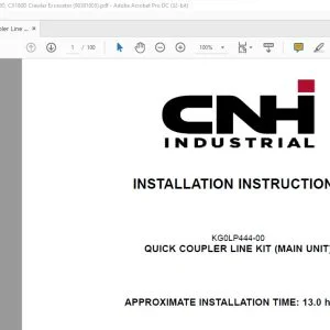 CNH Quick Coupler Line Kit CX160D CX180D Crawler Excavators Tier 4 Installation Instructions Manual - PDF DOWNLOAD