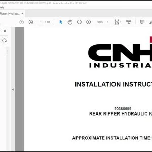 CNH Rear Ripper Hydraulic Kit 836C 836C AWD Installation Instructions Manual 90386700 - PDF DOWNLOAD