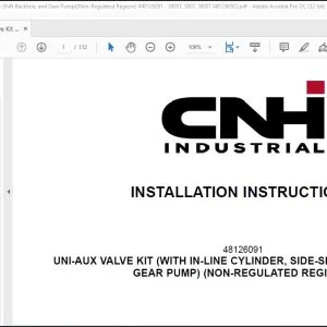 CNH UNI-AUX Valve Kit (Non-Regulated Regions) 580ST 580T 590ST Installation Instructions Manual - PDF