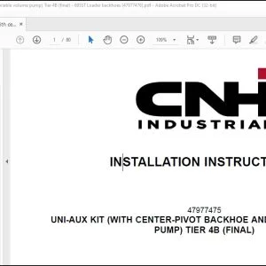 CNH Uni-aux kit Tier 4B (final) 695ST Loader Backhoes Installation Instructions Manual - PDF DOWNLOAD