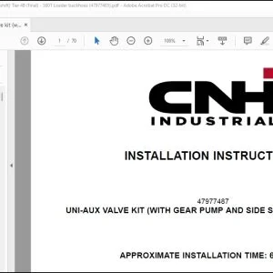 CNH Uni-aux valve kit Tier 4B (final) 580T Loader Backhoes Installation Instructions Manual 47977485 - PDF