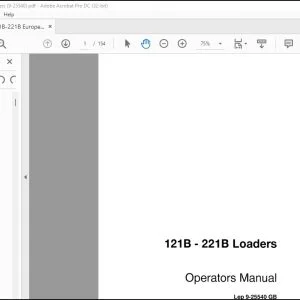 Case 121B - 221B Loaders Operators Manual 9-25540 - PDF DOWNLOAD