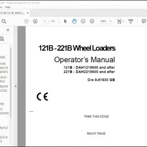 Case 121B - 221B Wheel Loaders Operator's Manual 9-81930 - PDF DOWNLOAD