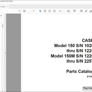 Case 150 150M Parts Catalog Manual A1244 - PDF DOWNLOAD