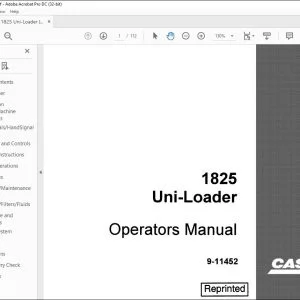 Case 1825 Uni-Loader Operators Manual 9-11452 - PDF DOWNLOAD