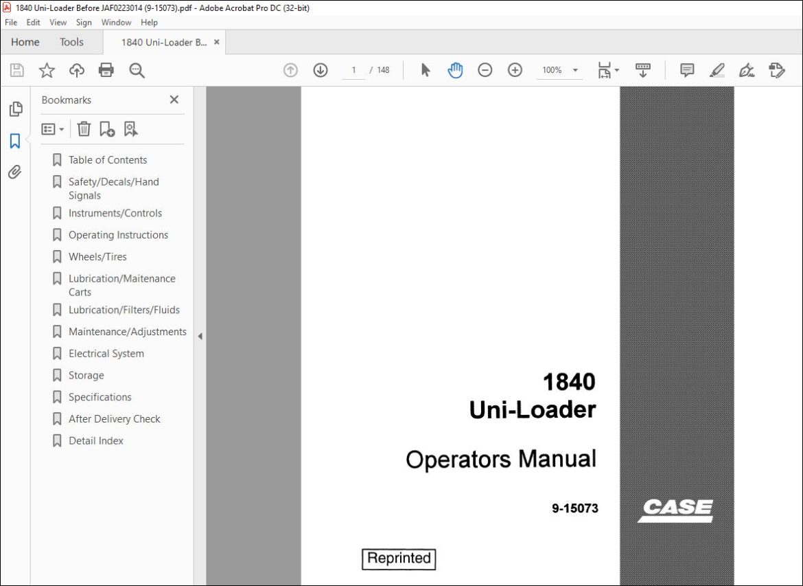 Case 1840 Uni Loader Operators Manual 9 15073 Pdf Download Heydownloads Manual Downloads 5949
