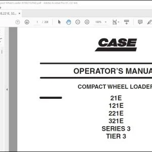Case 21E 121E 221E 321E SERIES 3 TIER 3 Compact Wheel Loader Operator's Manual 87682102 - PDF DOWNLOAD