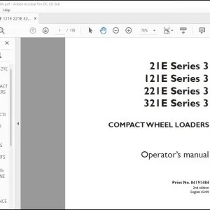 Case 21E Series 3 121E Series 3 221E Series 3 321E Series 3 Compact Wheel Loader Operator's Manual - PDF