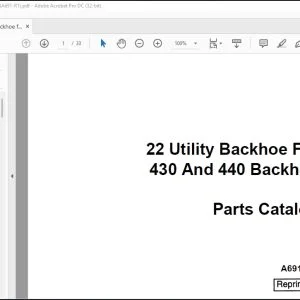 Case 22 Utility Backhoe For 430 & 440 Backhoe Parts Catalog Manual A691-R1 - PDF DOWNLOAD