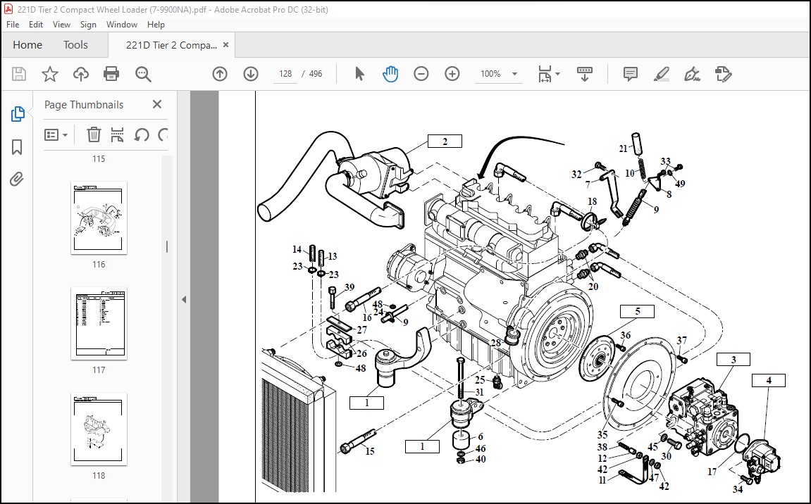 Case 221D Compact Wheel Loader Tier II Parts Catalog Manual 7-9900NA ...