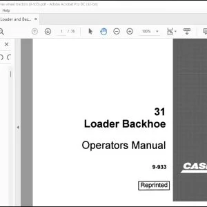 Case 31 Loader Backhoe Operators Manual 9-933 - PDF DOWNLOAD