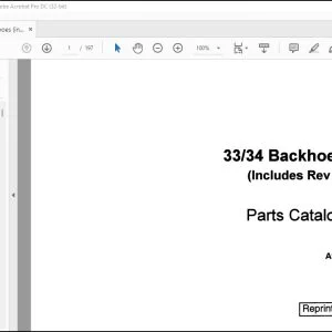 Case 33 34 Backhoe Parts Catalog Manual A992 - PDF DOWNLOAD