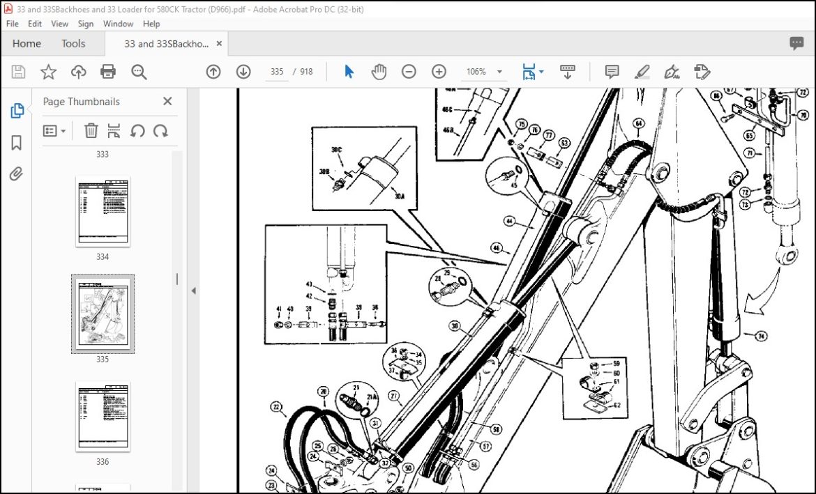 Case 33 Loader - 33 & 33S Backhoe for 580CK Tractor Parts Catalog ...