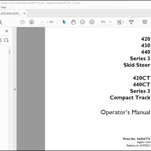 Case 420 430 440 Series 3 Skid Steer 420CT 440CT Series 3 Compact Track Operator's Manual 84286773 - PDF DOWNLOAD