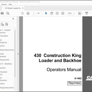 Case 430 Construction King Loader & Backhoe Operators Manual 9-1462 - PDF DOWNLOAD