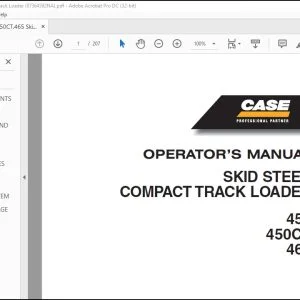 Case 450 450CT 465 Skid Steer Loader Compact Track Loader Operator's Manual 87364592 - PDF