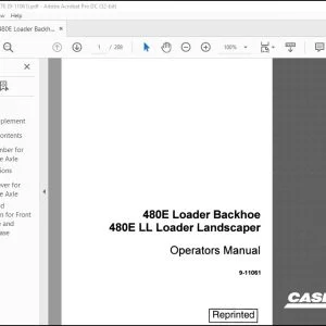 Case 480E Loader Backhoe 480E LL Loader Landscaper Operators Manual 9-11061 - PDF DOWNLOAD