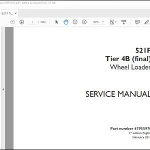 Case 521F Tier 4B (final) Wheel Loader Service Manual 47955970 - PDF DOWNLOAD