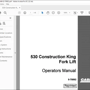 Case 530 Construction King Forklift Operators Manual 9-70892 - PDF DOWNLOAD