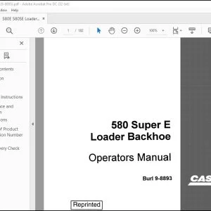 Case 580 Super E Loader Backhoe Operators Manual 9-8893 - PDF DOWNLOAD