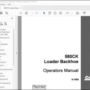 Case 580CK Loader & Backhoe Operators Manual 9-1885 - PDF DOWNLOAD