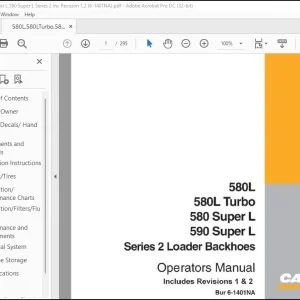 Case 580L 580L Turbo 580 Super L 590 Super L Series 2 Loader Backhoes Operators Manual 6-1401 - PDF