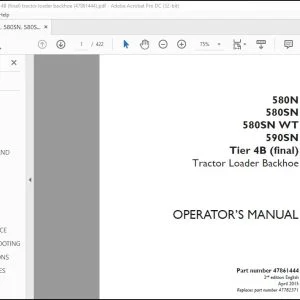 Case 580N 580SN 580SN WT 590SN Tier 4B (final) Tractor Loader Backhoe Operator's Manual - PDF