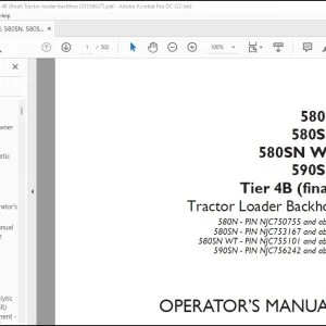 Case 580N 580SN 580SN WT 590SN Tier 4B (final) Tractor Loader Backhoe Operator's Manual 51536637 - PDF