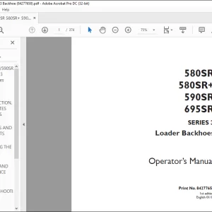 Case 580SR 580SR+ 590SR 695SR Stage 3 Loader Backhoes Operator's Manual 84277658 - PDF DOWNLOAD