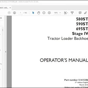 Case 580ST 590ST 695ST Stage IV Tractor Loader Backhoe Operator's Manual 51415386 - PDF DOWNLOAD